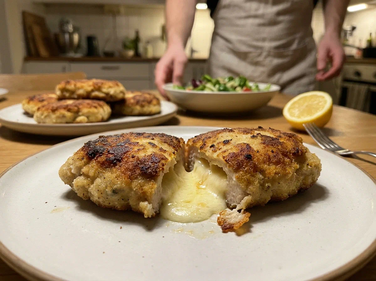 Homemade chicken cordon bleu, crisp and melty