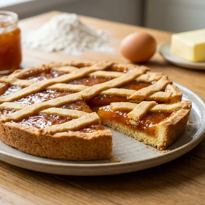 Crostata classica con marmellata e pasta frolla friabile