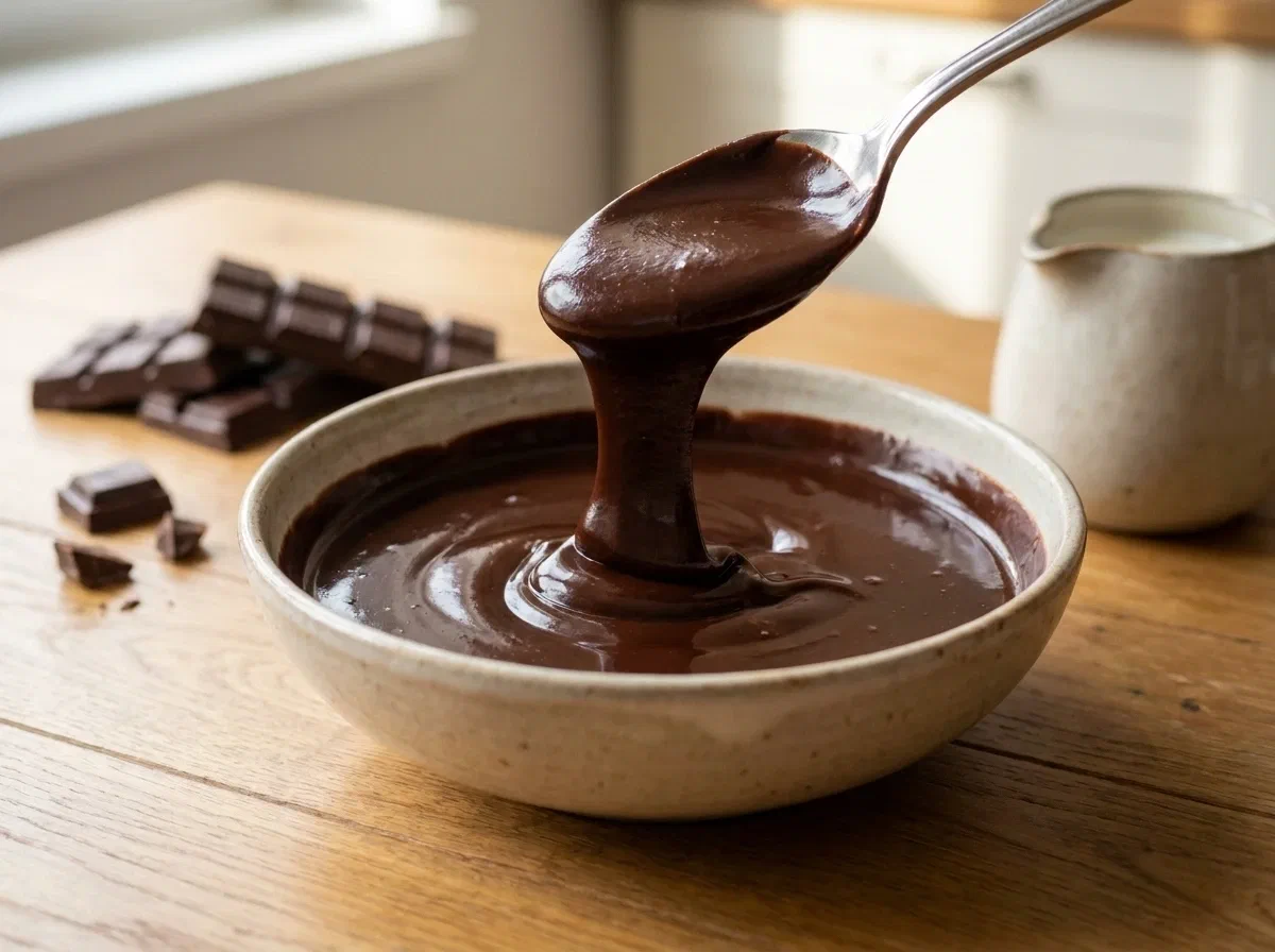 Ganache de chocolate brillante, con dos ingredientes