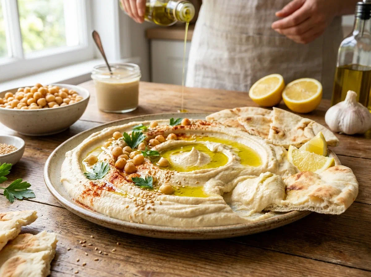Hummus di ceci cremoso, la ricetta con tahina e limone