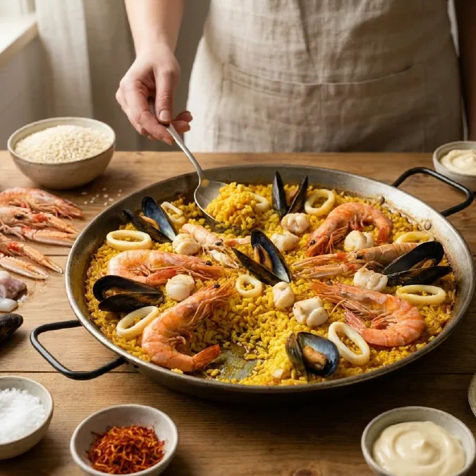 Paella di mare, il riso spagnolo ai frutti di mare