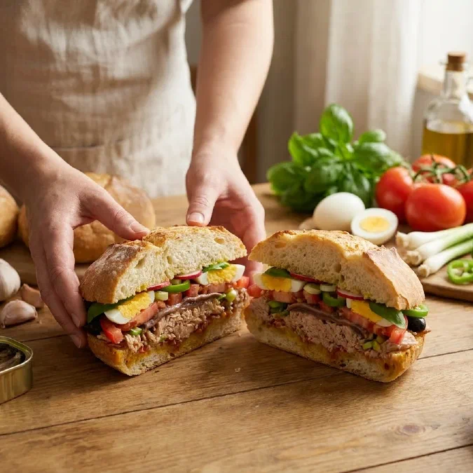 Pan bagnat, il panino niçois al tonno e verdure