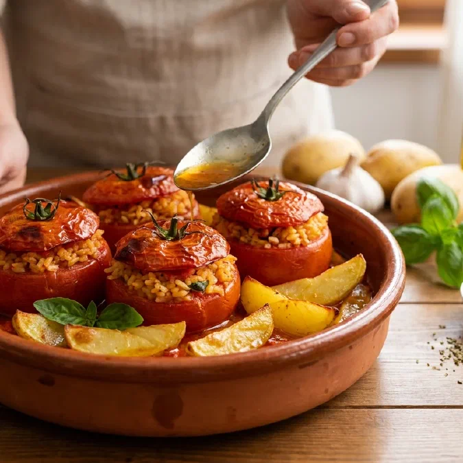 Pomodori ripieni di riso al forno alla romana