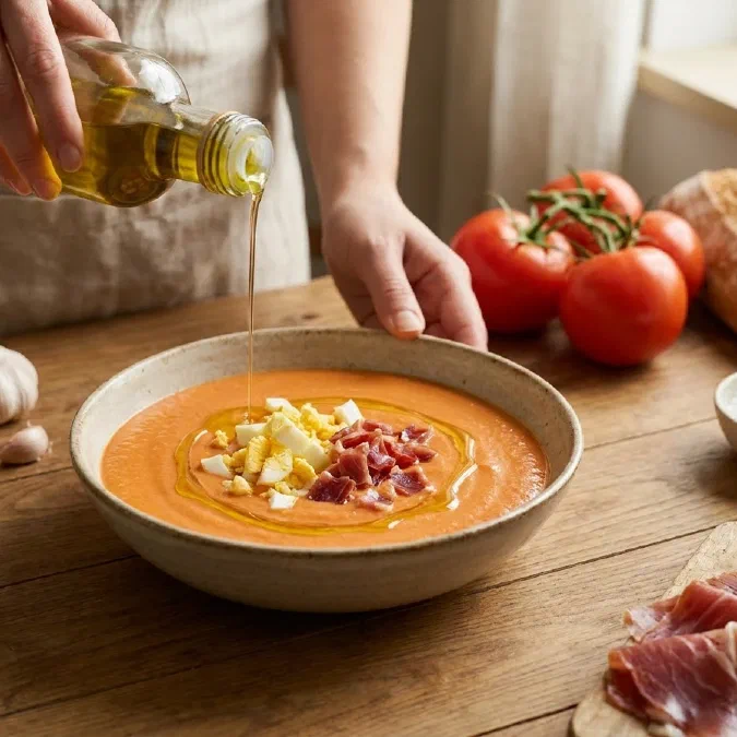 Salmorejo de Cordoue, crème froide de tomate et pain