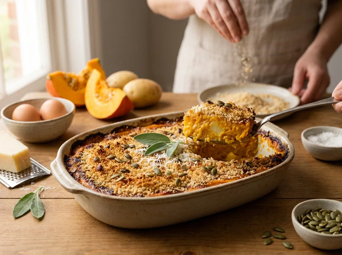 Gratin de potimarron et pommes de terre sans béchamel