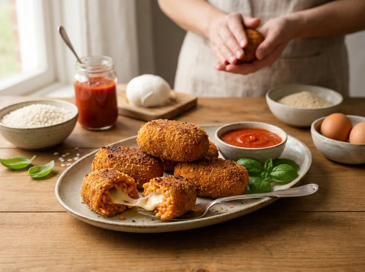 Supplì al forno, croccanti fuori e filanti dentro