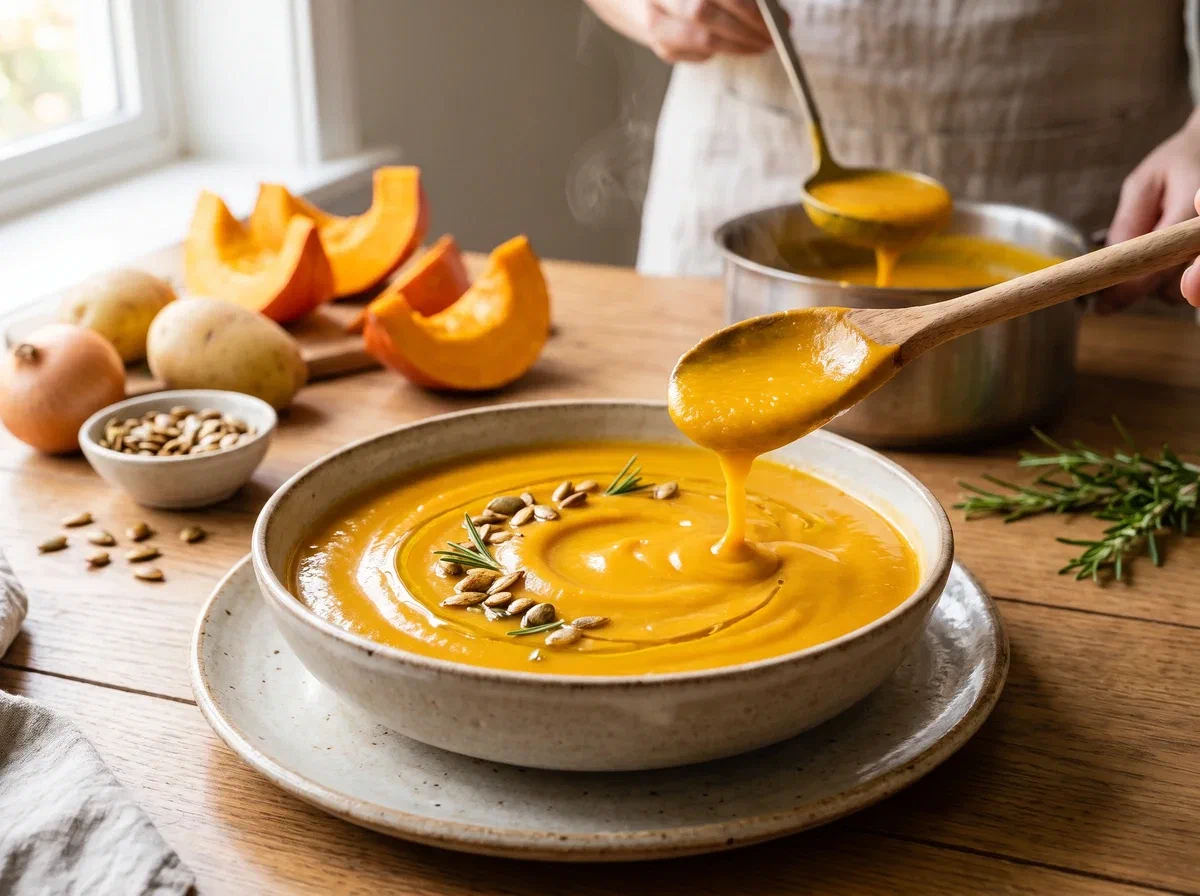Vellutata di zucca cremosa senza panna, pronta in 40 minuti